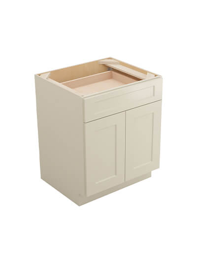 Shaker Antique White B272rs Single Drawer Two Rollout Shelf Base Closed