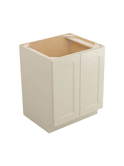 Shaker Antique White B27fh3rs Double Full Height Three Rollout Shelf Base Closed