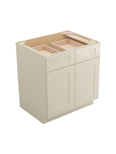 Shaker Antique White B301rs Double Drawer One Rollout Shelf Base Closed