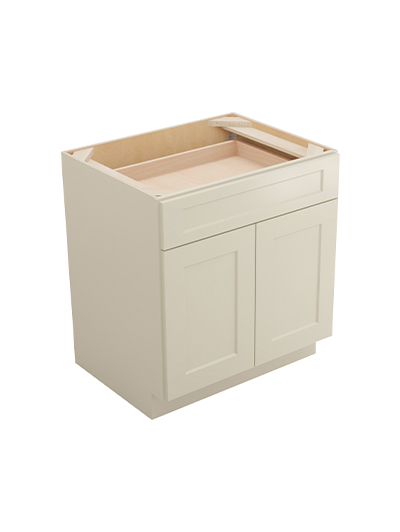 Shaker Antique White B302rs Double Drawer Two Rollout Shelf Base Closed