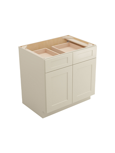 Shaker Antique White B331rs Double Drawer One Rollout Shelf Base Closed