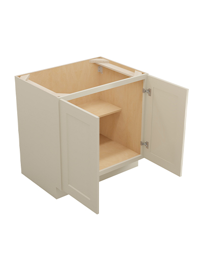 SA-B33FH: Shaker Antique White 33″  Double Door Base Cabinet
