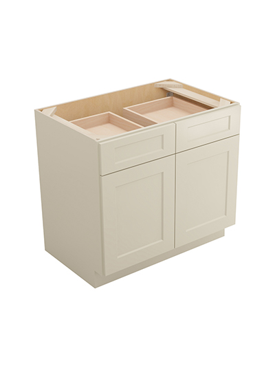 Shaker Antique White B362rs Double Drawer Two Rollout Shelf Base Closed