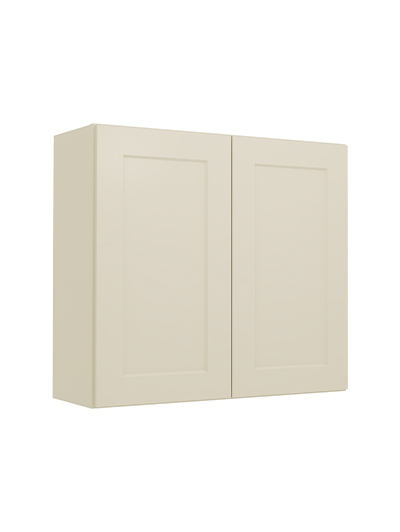 Shaker Antique White W3330 Double Door Wall Cabinet Closed