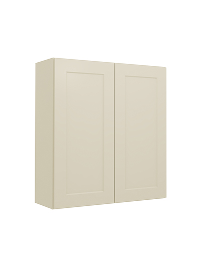 Shaker Antique White W3336 Double Door Wall Cabinet Closed