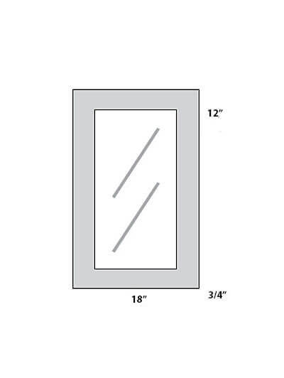 Unfinished Shaker 18×12 Glass Door