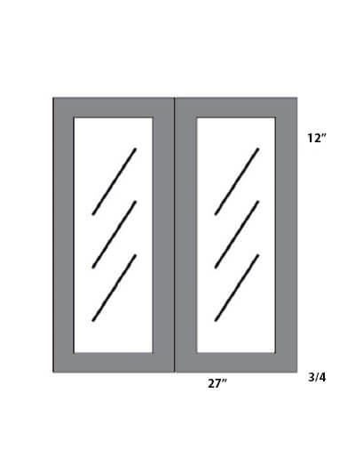 Unfinished Shaker 27×12 Glass Door (Pair)