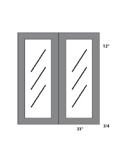 Unfinished Shaker 33×12 Glass Door (Pair)