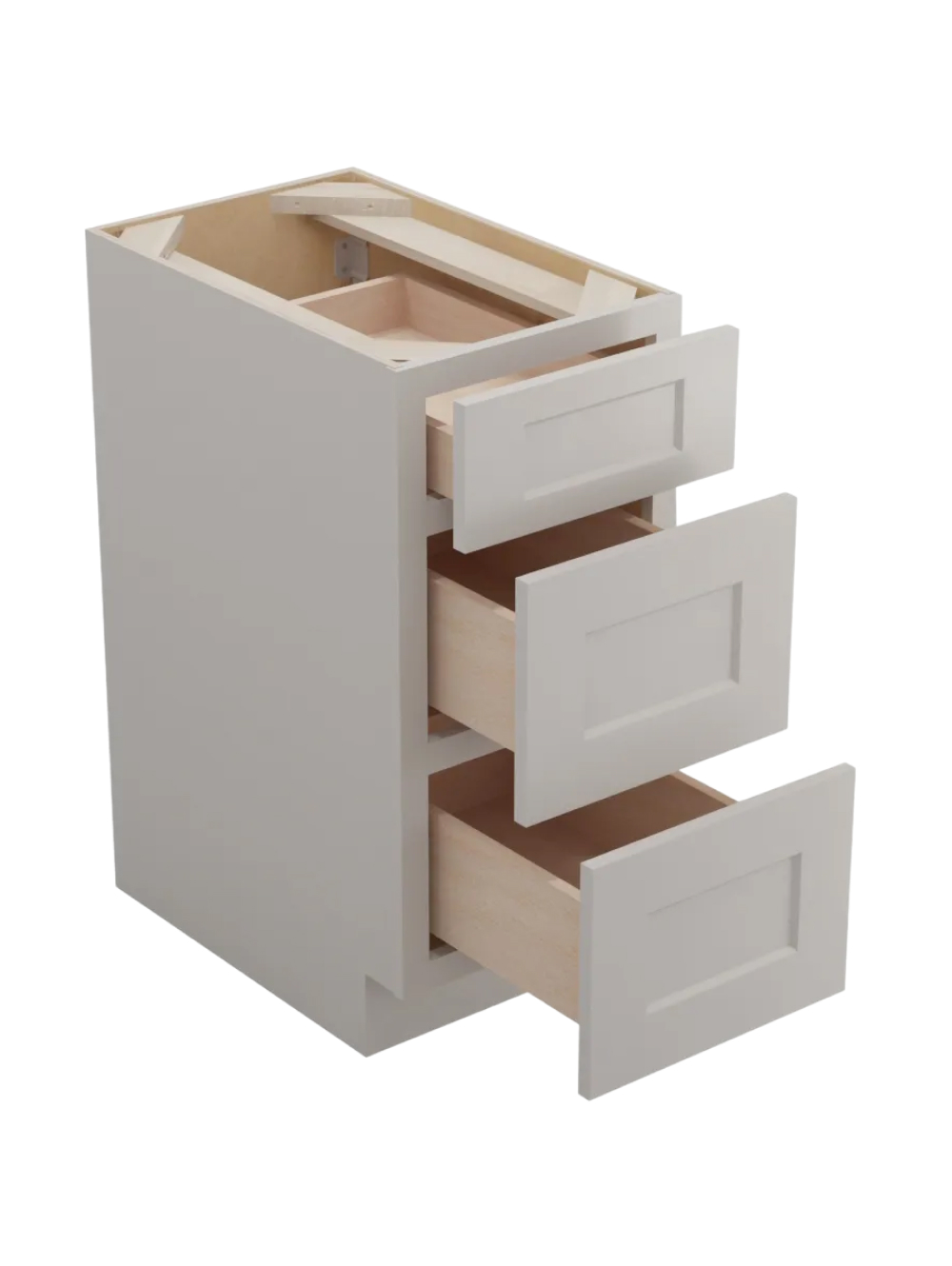 SD-3DB15: Shaker Dove 15″ Three Drawer Base Cabinet