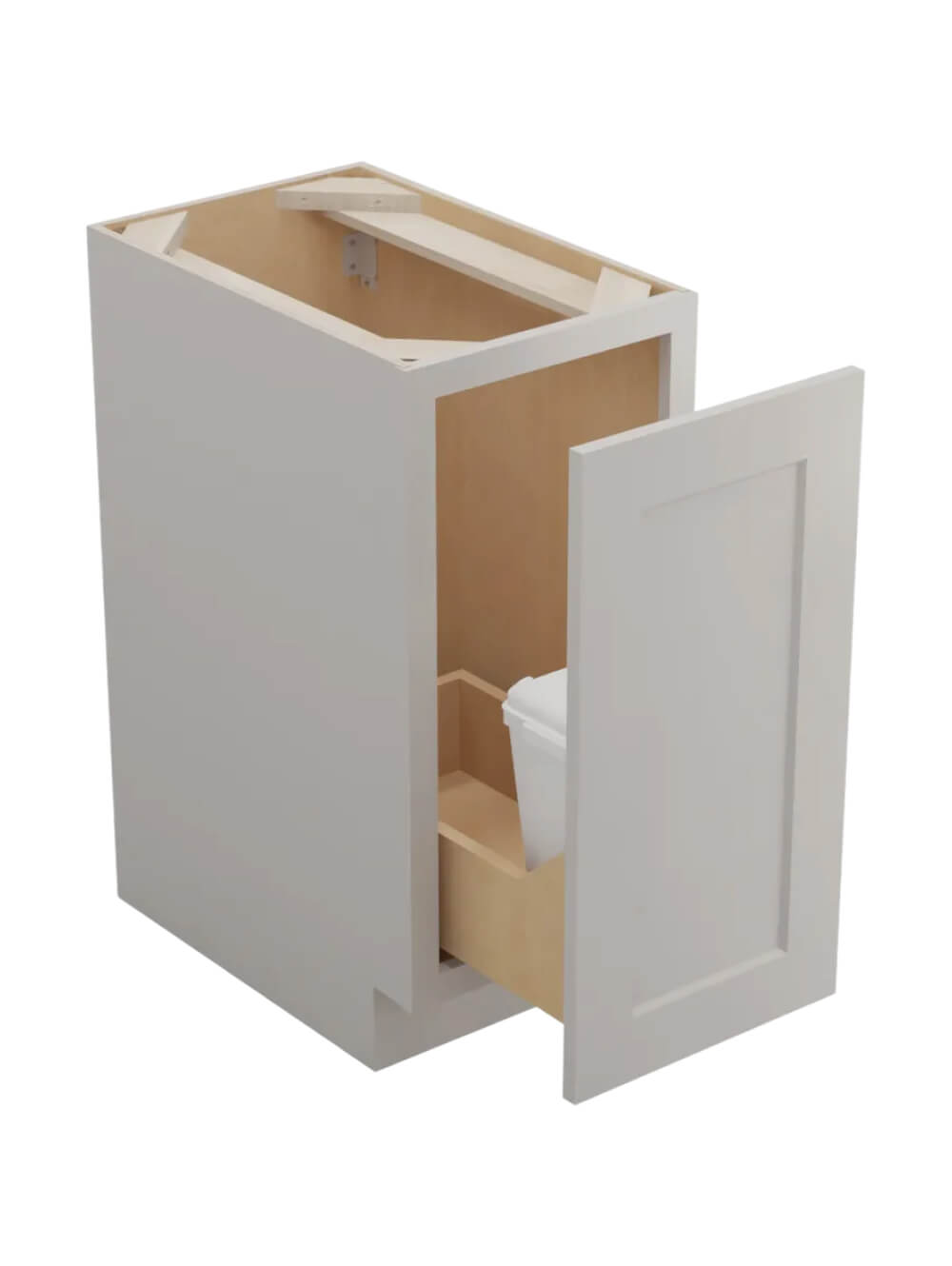 SD-B15FHTCPO: Shaker Dove Full Height Door Base with Single Trashcan Pullout