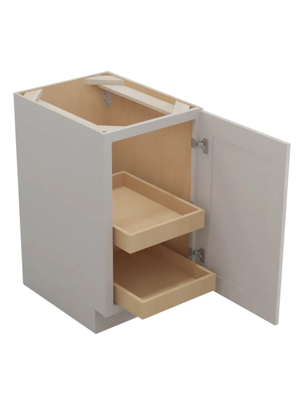 SD-B18FH2RS: Shaker Dove 18″ Single Full Height Door Two Rollout Shelf Base Kit