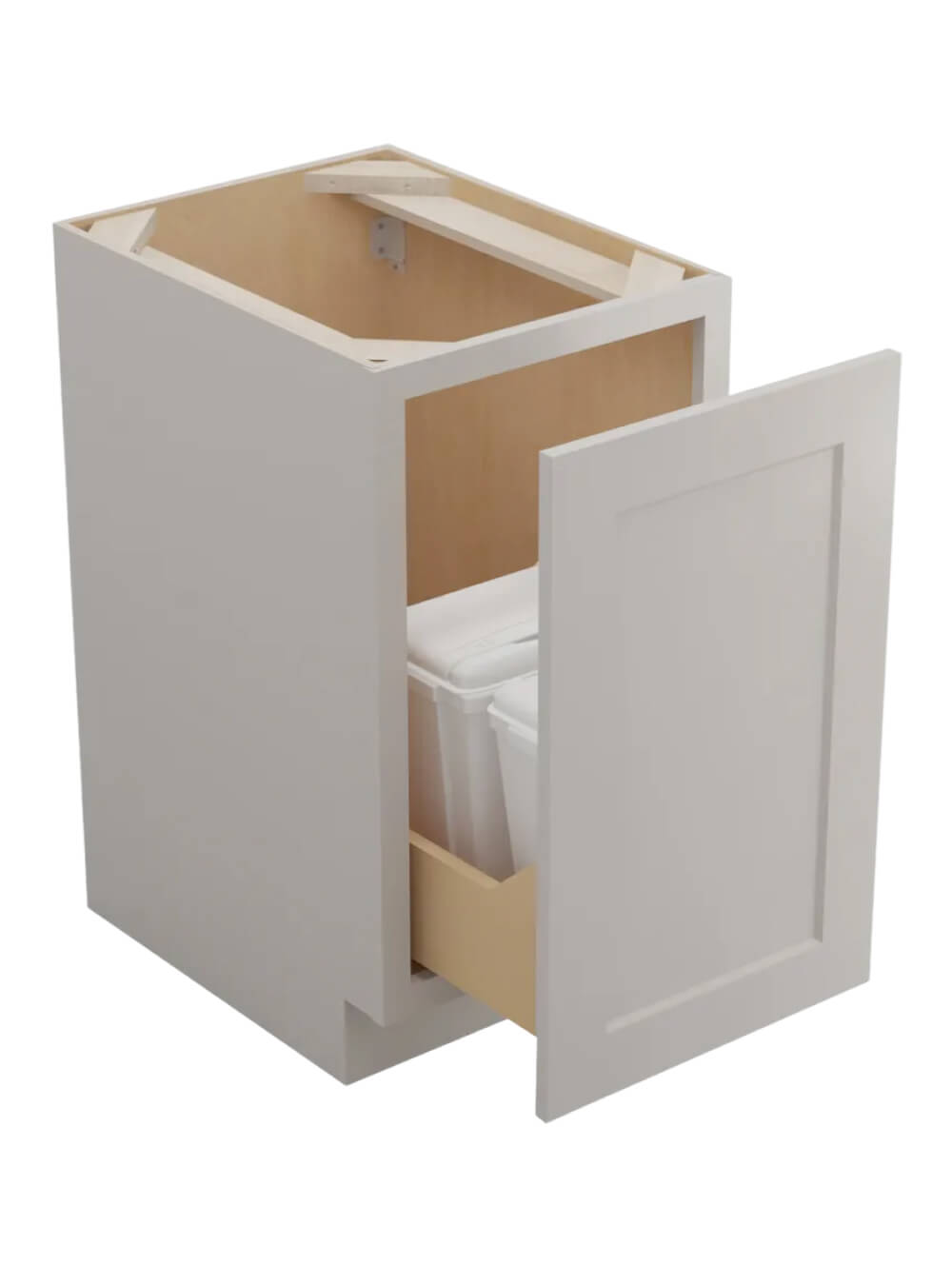 SD-B18FHTCPO: Shaker Dove Full Height Door Base with Double Trashcan Pullout