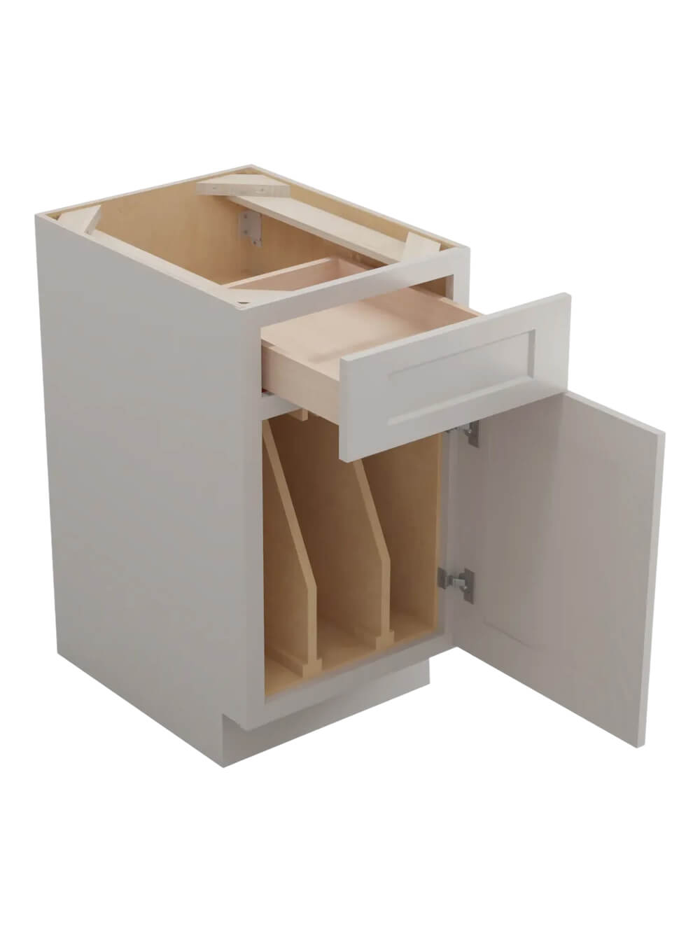 SD-B18TD: Shaker Dove 18″ Double Tray Divider Base Cabinet with Drawer