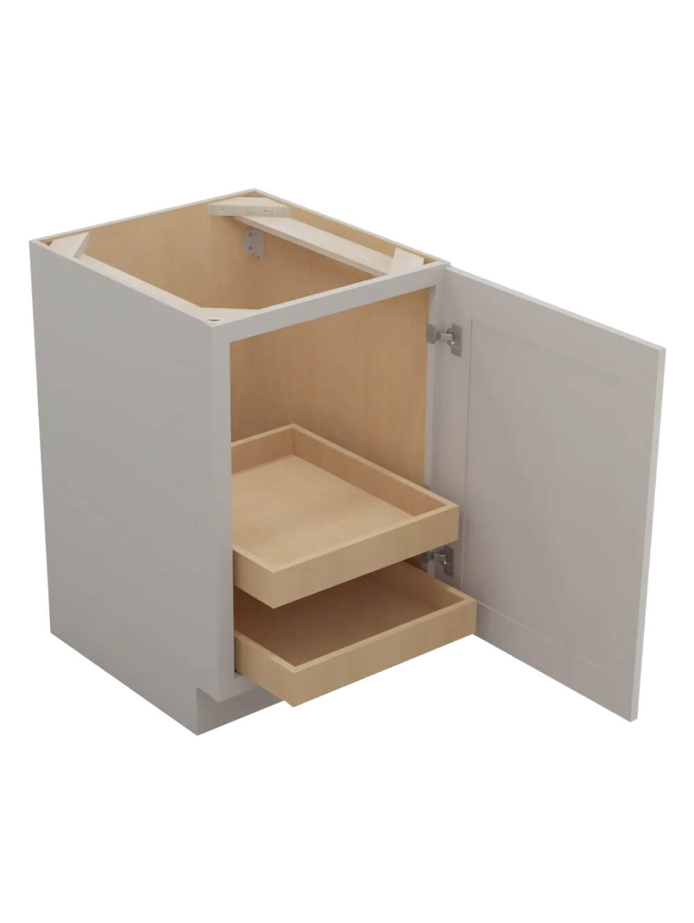 SD-B21FH2RS: Shaker Dove 21″ Single Full Height Door Two Rollout Shelf Base Kit