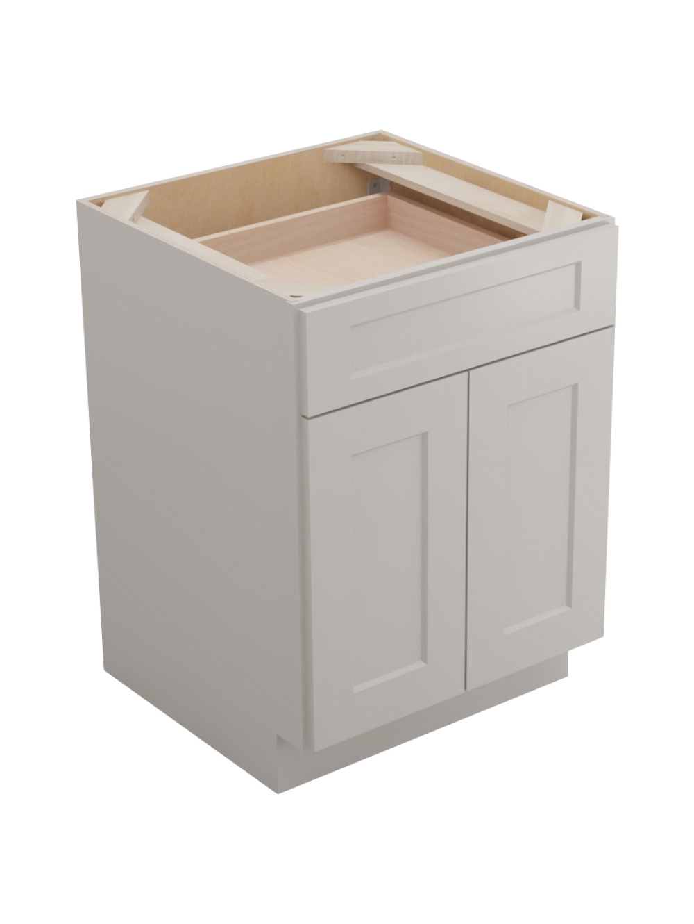 Shaker Dove B241rs Double Door One Rollout Shelf Base Closed