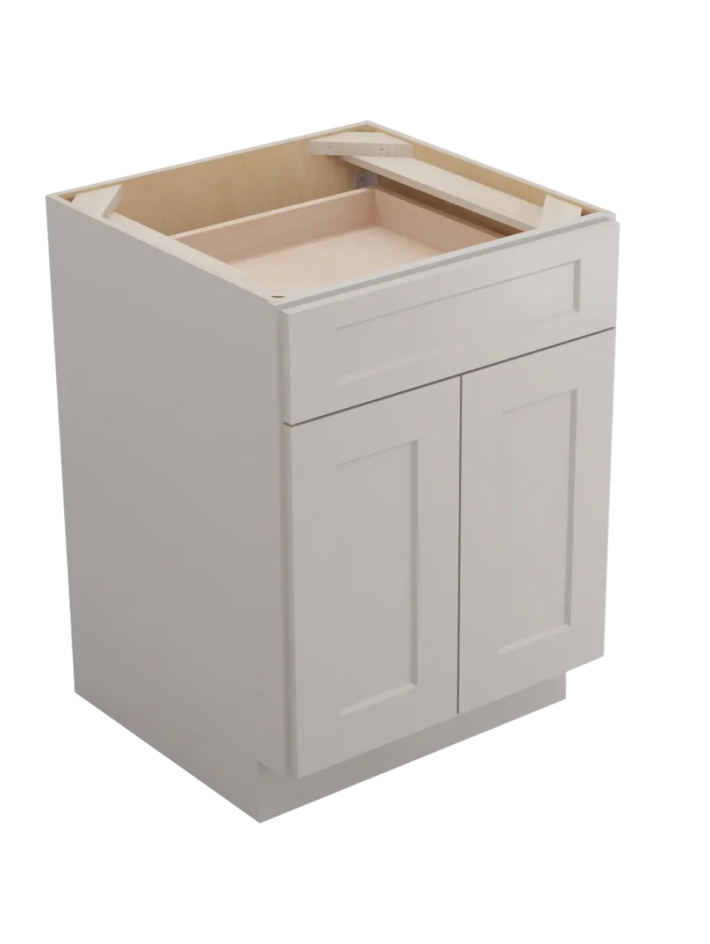 Shaker Dove B242rs Double Door Two Rollout Shelf Base Closed