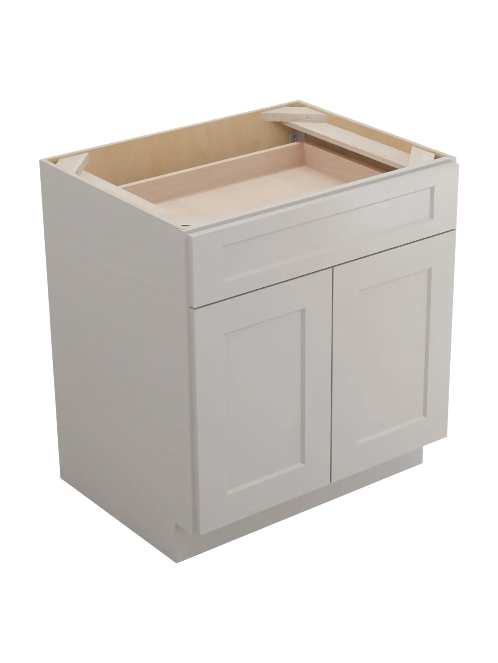 Shaker Dove B302rs Double Door Two Rollout Shelf Base Closed