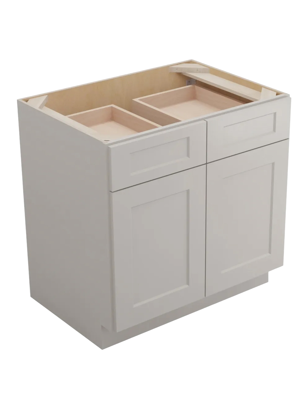 Shaker Dove B332rs Double Door Drawer Two Rollout Shelf Base Closed