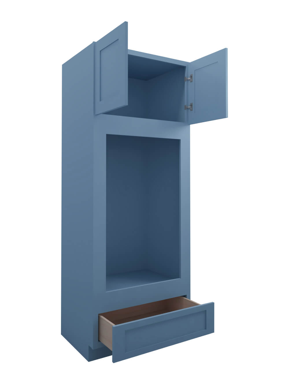 AX-OM3384B: Xterra Blue Shaker 33″ 1 Drawer 2 Door Double Oven Cabinet