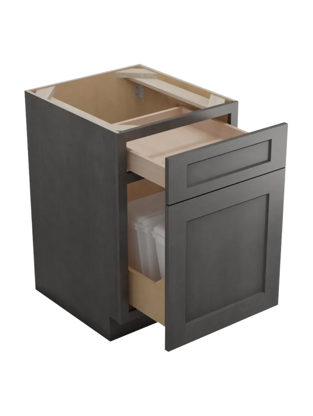 SCN-B21TCPO: Shaker Cinder Base with Double Trashcan Pullout