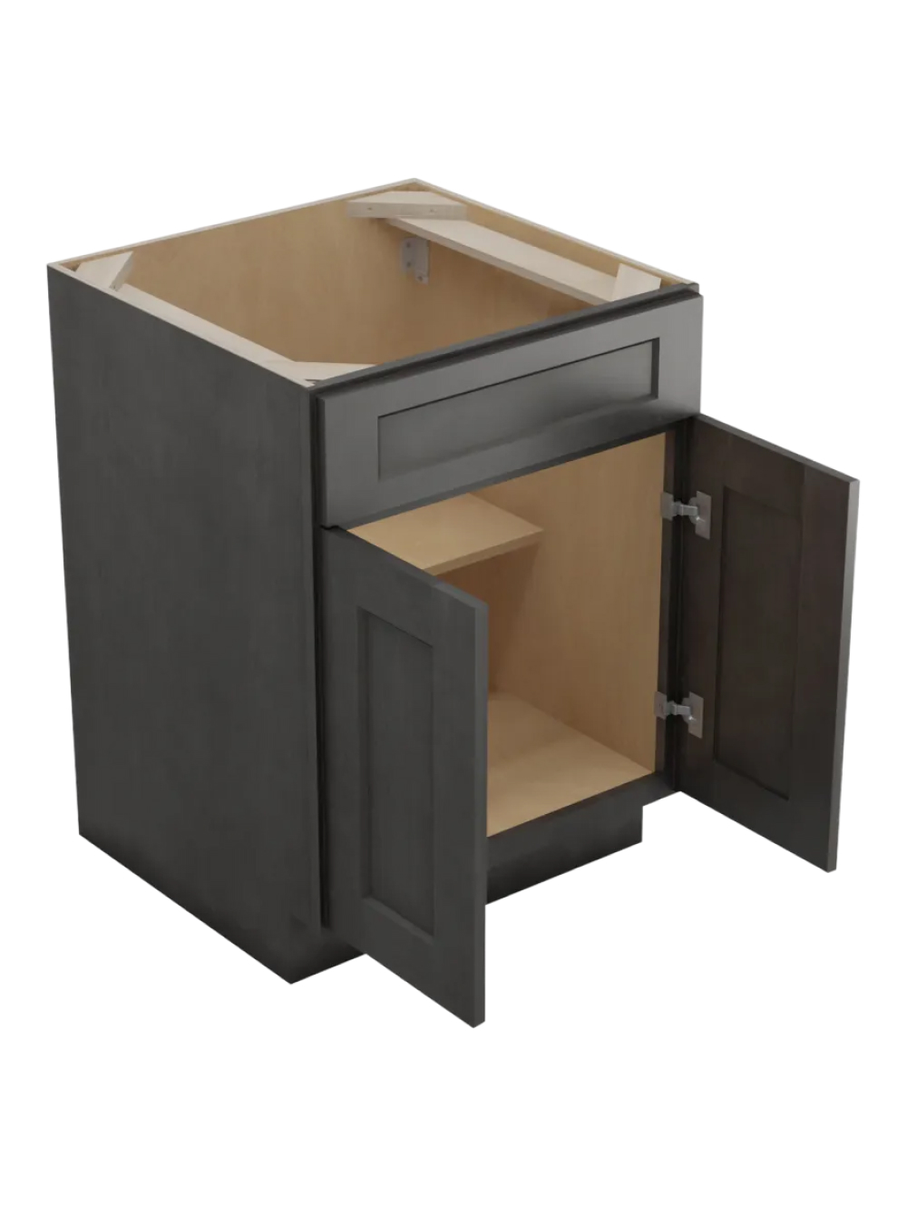 SCN-VS24: Shaker Cinder 24″ Vanity Sink Base Double Door Single Drawer Front