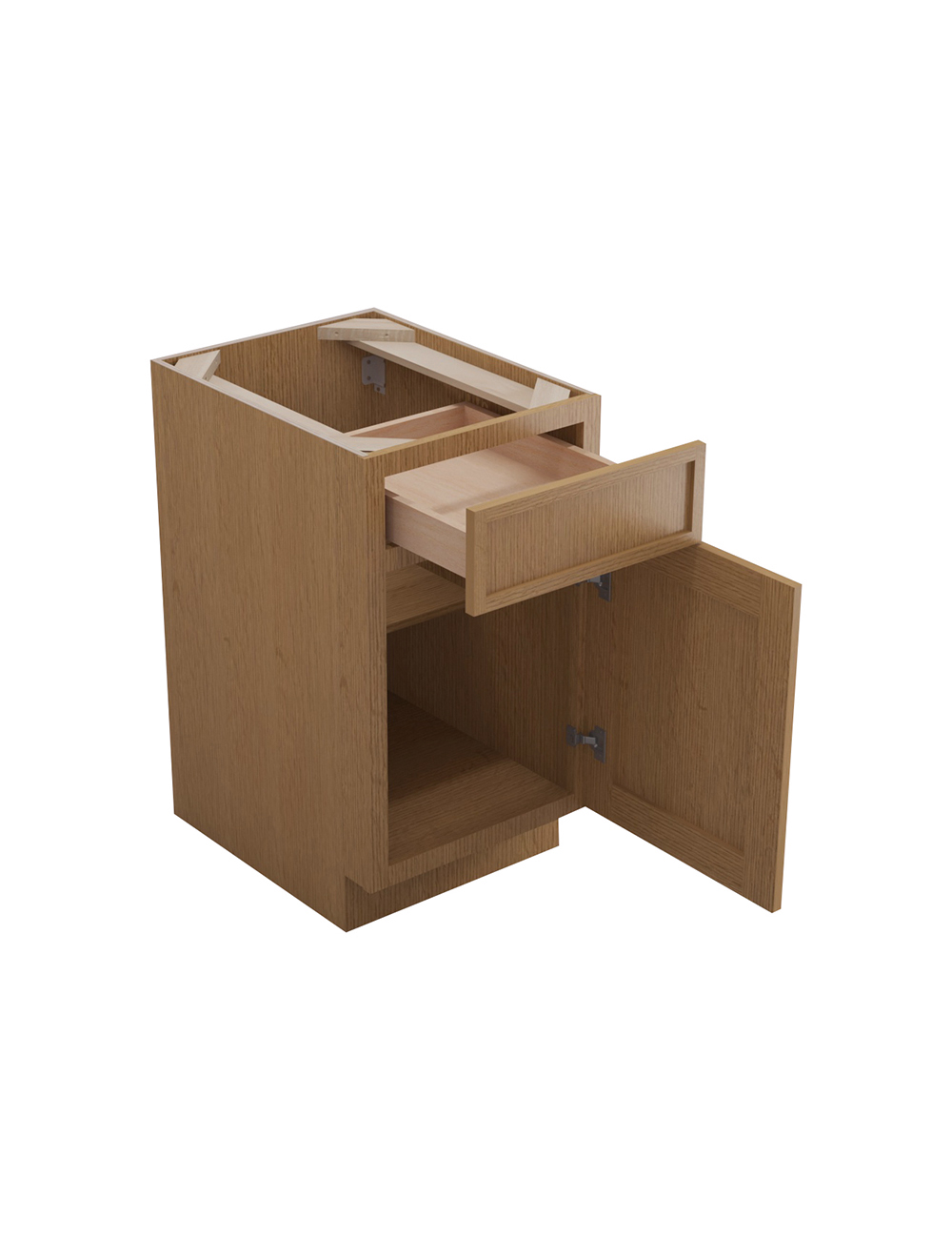 PH-B18: Petit Oak Shaker 18″ 1 Drawer 1 Door Base Cabinet