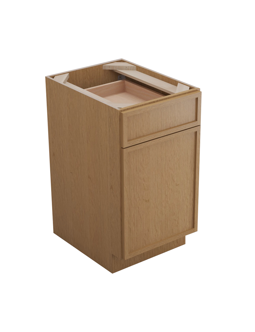 Petit Oak Shaker B18 Base Cabinet Open