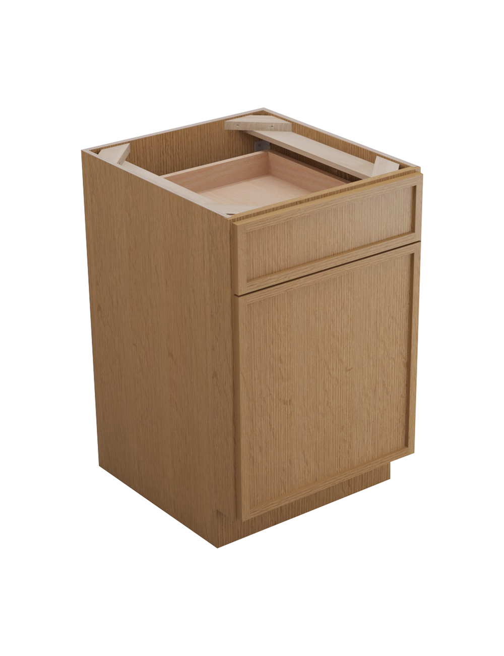Petit Oak Shaker B21 Base Cabinet Open