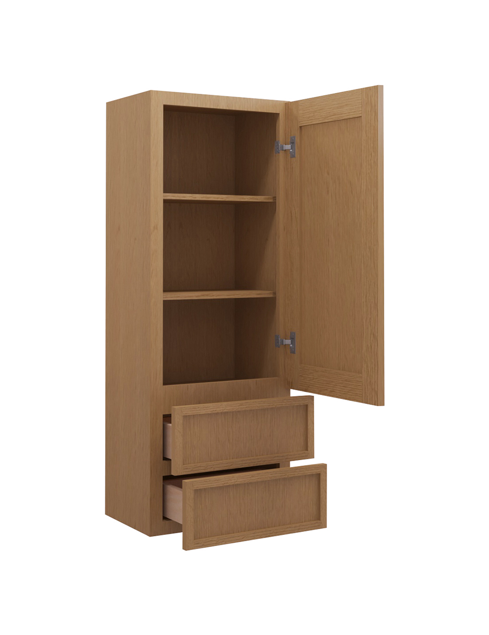 PH-W2D1848: Petit Oak Shaker 18″ 2 Drawer Wall Cabinet