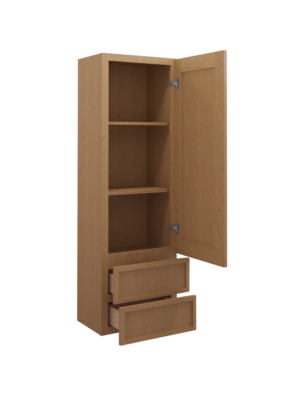 PH-W2D1854: Petit Oak Shaker 18″ 2 Drawer Wall Cabinet