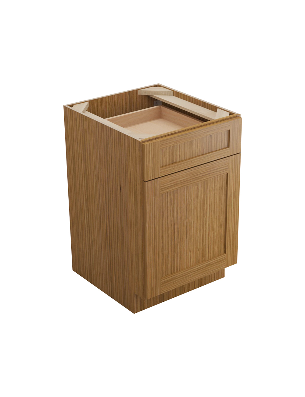 Woodland Brown Shaker B21 Drawer Base Cabinet Closed