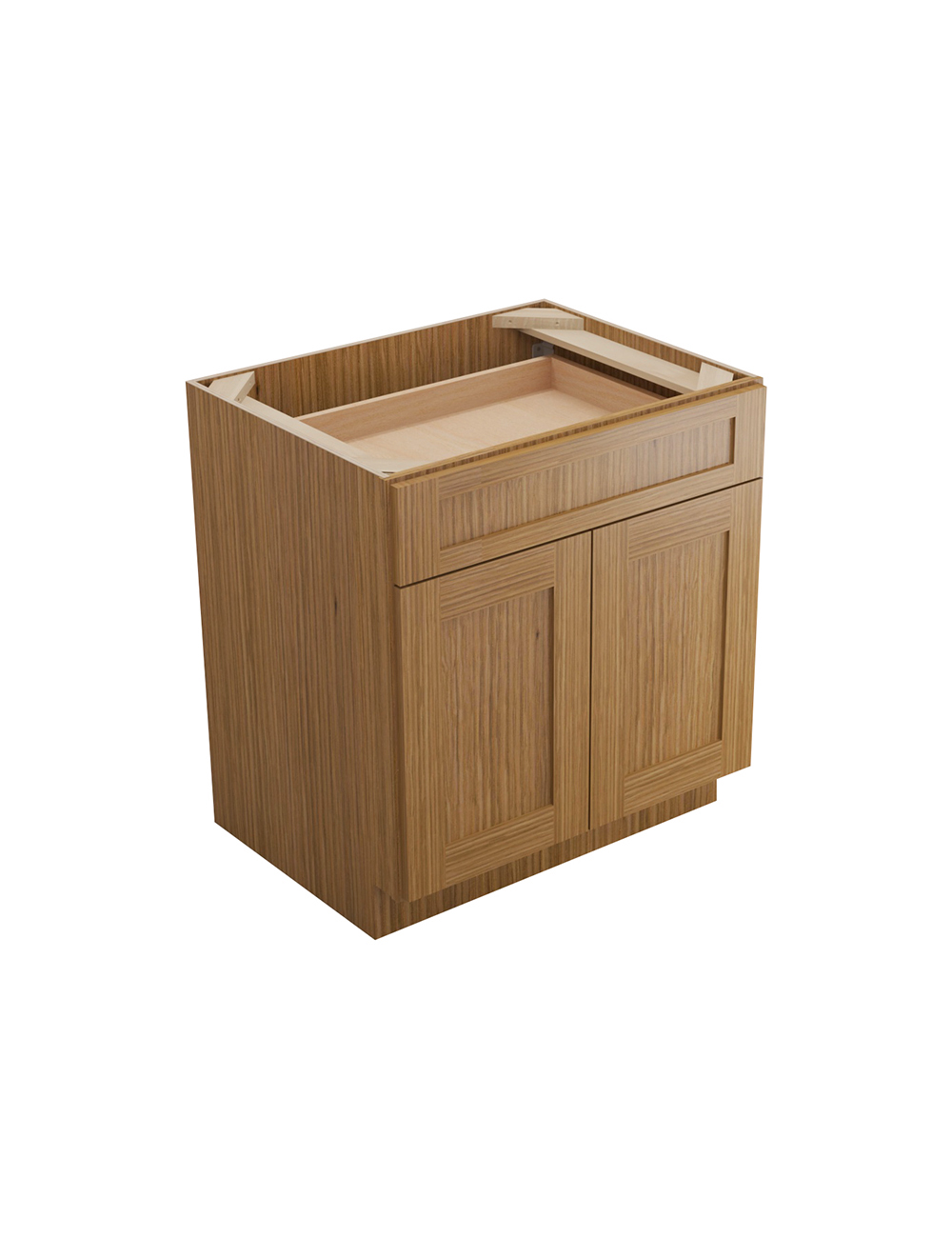 Woodland Brown Shaker B30b Drawer Base Cabinet Closed