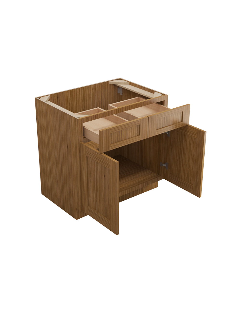 AR-B33B: Woodland Brown Shaker 33″ 2 Drawer 2 Door Base Cabinet