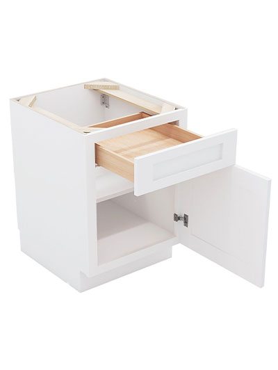 AW-B21: Ice White Shaker 21″ 1 Drawer 1 Door Base Cabinet