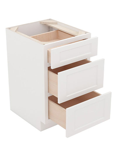 AW-DB21(3): Ice White Shaker 21″ 3 Drawer Base Cabinet