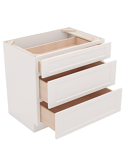 AW-DB30(3): Ice White Shaker 30″ 3 Drawer Base Cabinet