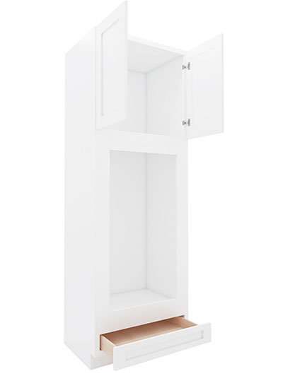 AW-OM3384B: Ice White Shaker 33″ 1 Drawer 2 Door Double Oven Cabinet