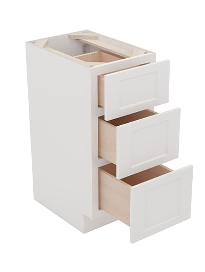 AW-SVB1521-34-1/2″: Ice White Shaker 15″ Three Drawer Base vanity